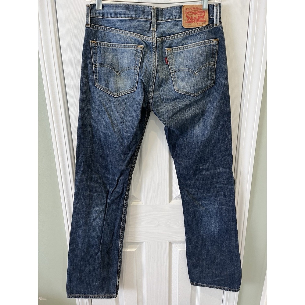 Levi's 527 Boot Cut Jeans Mens 32 X 34 Cowboy Ranch Rodeo Whiskering Med Wash - Picture 2 of 7